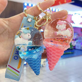 Unicorn Liquid Keychain Glitter Quicksand Gift Key Fob