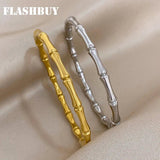 Charm Bamboo Stainless Steel Bangles Bracelets for Women