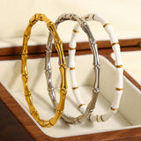Charm Bamboo Stainless Steel Bangles Bracelets for Women