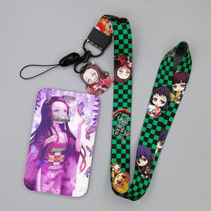 Demon Slayer Lanyard Card Holder Key Strap, Kimetsu No Yaiba Key Chain