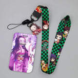Demon Slayer Lanyard Card Holder Key Strap, Kimetsu No Yaiba Key Chain