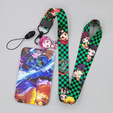 Demon Slayer Lanyard Card Holder Key Strap, Kimetsu No Yaiba Key Chain