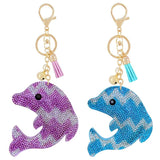 Velvet Rhinestone Dolphin Keychain Pendant Tassel Bell Bag Accessory