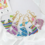 Velvet Rhinestone Dolphin Keychain Pendant Tassel Bell Bag Accessory
