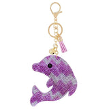 Velvet Rhinestone Dolphin Keychain Pendant Tassel Bell Bag Accessory