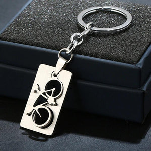 Punk Stainless Steel 3D Quadrate Bike Bicycle Keychain Dog Tag Key Chains