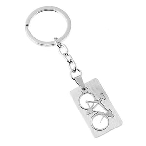 Punk Stainless Steel 3D Quadrate Bike Bicycle Keychain Dog Tag Key Chains