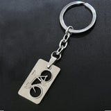 Punk Stainless Steel 3D Quadrate Bike Bicycle Keychain Dog Tag Key Chains