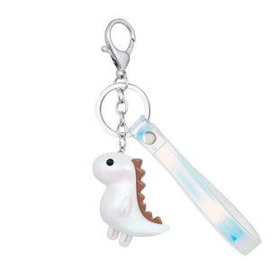 Colorful Dinosaur Leather Keychain Acrylic Charm for Women Men