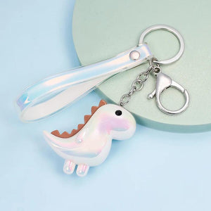 Colorful Dinosaur Leather Keychain Acrylic Charm for Women Men