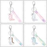 Colorful Dinosaur Leather Keychain Acrylic Charm for Women Men