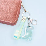 Colorful Dinosaur Leather Keychain Acrylic Charm for Women Men