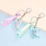 Colorful Dinosaur Leather Keychain Acrylic Charm for Women Men