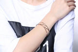 Stainless Steel Knot Cuff Bracelet Rose Gold-color Bangles