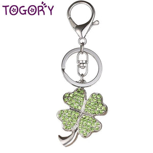 Four Leaves Clover Crystal Key Ring Chains Holder Bag Buckle Pendant