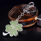 Four Leaves Clover Crystal Key Ring Chains Holder Bag Buckle Pendant