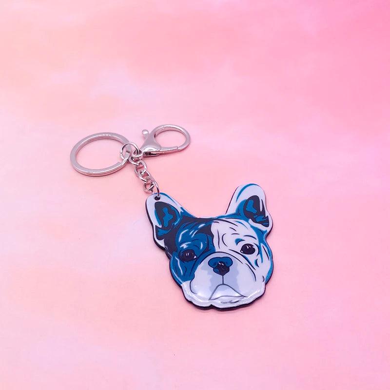 French Bulldog Keychain Acrylic Anime Dog Key Chain For Men Women