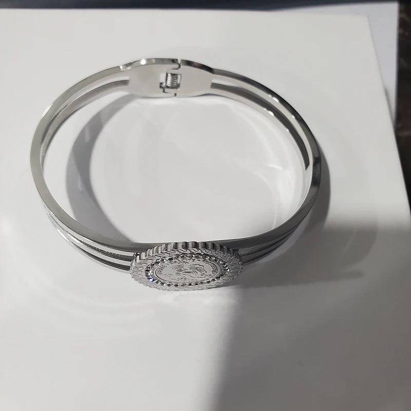 316L Stainless Steel Rooster Cuff Bracelet for Women