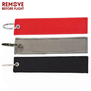 Aviation Gift Embroidered Keychain Double Sided Red Grey