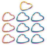 10pcs Rainbow Split Ring Heart Star Keychains Metal Key Chain Ring