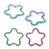 10pcs Rainbow Split Ring Heart Star Keychains Metal Key Chain Ring