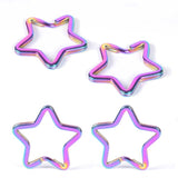 10pcs Rainbow Split Ring Heart Star Keychains Metal Key Chain Ring