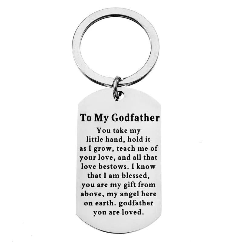 Godfather Dog Tag Keychain from Godchild Baptism