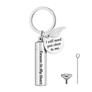 U2JF Cylinder Cremation Keychain Angel Wing Urn Memorial Ashes Jewelry