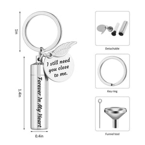 U2JF Cylinder Cremation Keychain Angel Wing Urn Memorial Ashes Jewelry