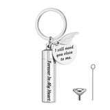 U2JF Cylinder Cremation Keychain Angel Wing Urn Memorial Ashes Jewelry