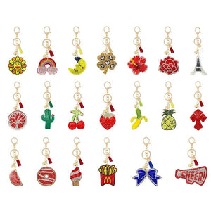 Rhinestone Flannel Fruit Plant French Fries Keychain Pendant