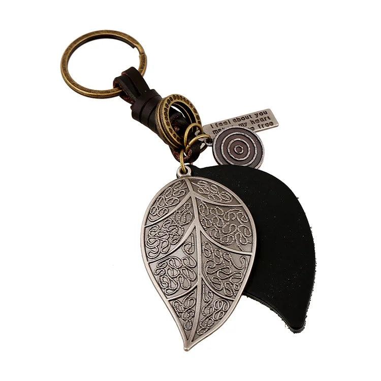 Vintage Bronze Alloy Heart-Shaped Charm Keychains Handbag Car Key Ring