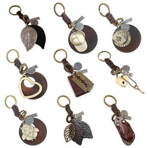 Vintage Bronze Alloy Heart-Shaped Charm Keychains Handbag Car Key Ring