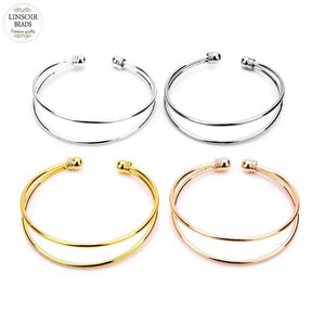 2pcs Stainless Steel Wire Bracelets Bangles Men Women 5 Colors Double layer