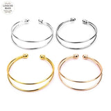 2pcs Stainless Steel Wire Bracelets Bangles Men Women 5 Colors Double layer