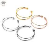 2pcs Stainless Steel Wire Bracelets Bangles Men Women 5 Colors Double layer