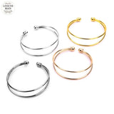 2pcs Stainless Steel Wire Bracelets Bangles Men Women 5 Colors Double layer