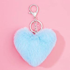 Fur Ball Keychain Hearts Plush Pendants Ladies Bag Car Accessories