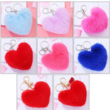 Fur Ball Keychain Hearts Plush Pendants Ladies Bag Car Accessories