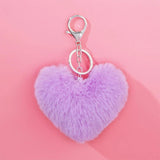 Fur Ball Keychain Hearts Plush Pendants Ladies Bag Car Accessories