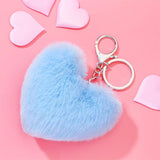 Fur Ball Keychain Hearts Plush Pendants Ladies Bag Car Accessories