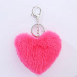 Fur Ball Keychain Hearts Plush Pendants Ladies Bag Car Accessories