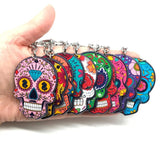 Sugar Skull Keychain Day of the Dead Halloween Acrylic Key Chain