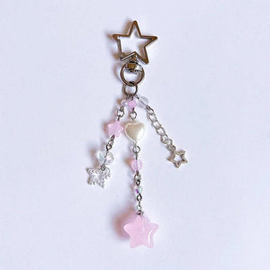 Pink Love Beaded Key Chain for Women Y2K Keychains