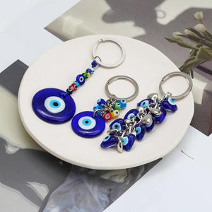 Evil Eye Key Chain Ring Holder Amulet Lucky Charm Glass Pendant Beauty Blessing