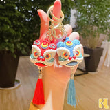 Lion Dance Head Keychain Lucky Fortune Chinese Wind Car Key Chain Bag Pendant