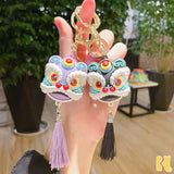 Lion Dance Head Keychain Lucky Fortune Chinese Wind Car Key Chain Bag Pendant