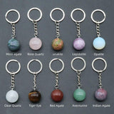 Crystal Stone Key Chain Healing Sphere Agates Quartz Key Rings
