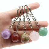 Crystal Stone Key Chain Healing Sphere Agates Quartz Key Rings