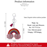 Velvet Rainbow Cloud Keychain Pendant Rhinestone Tassel Bag Car Accessory